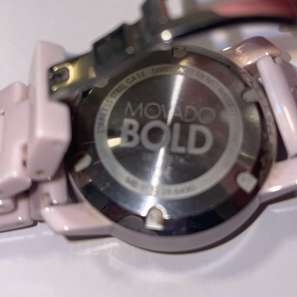 Movado Bold Ceramic Pink Watch. New battery. No box Original price $795. - Picture 9 of 9